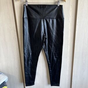 Hot Kiss Leggings Womens Large Black Faux Leather High Rise Stretch Pants